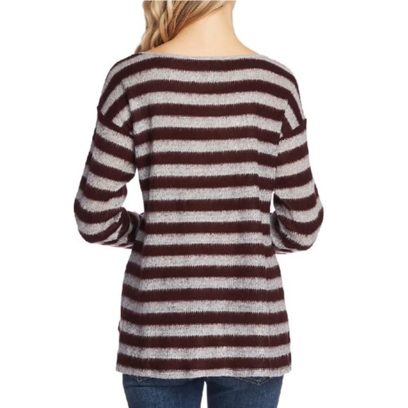 Vince Camuto Fuzzy Stripe Boatneck Sweater - Picture 2 of 2